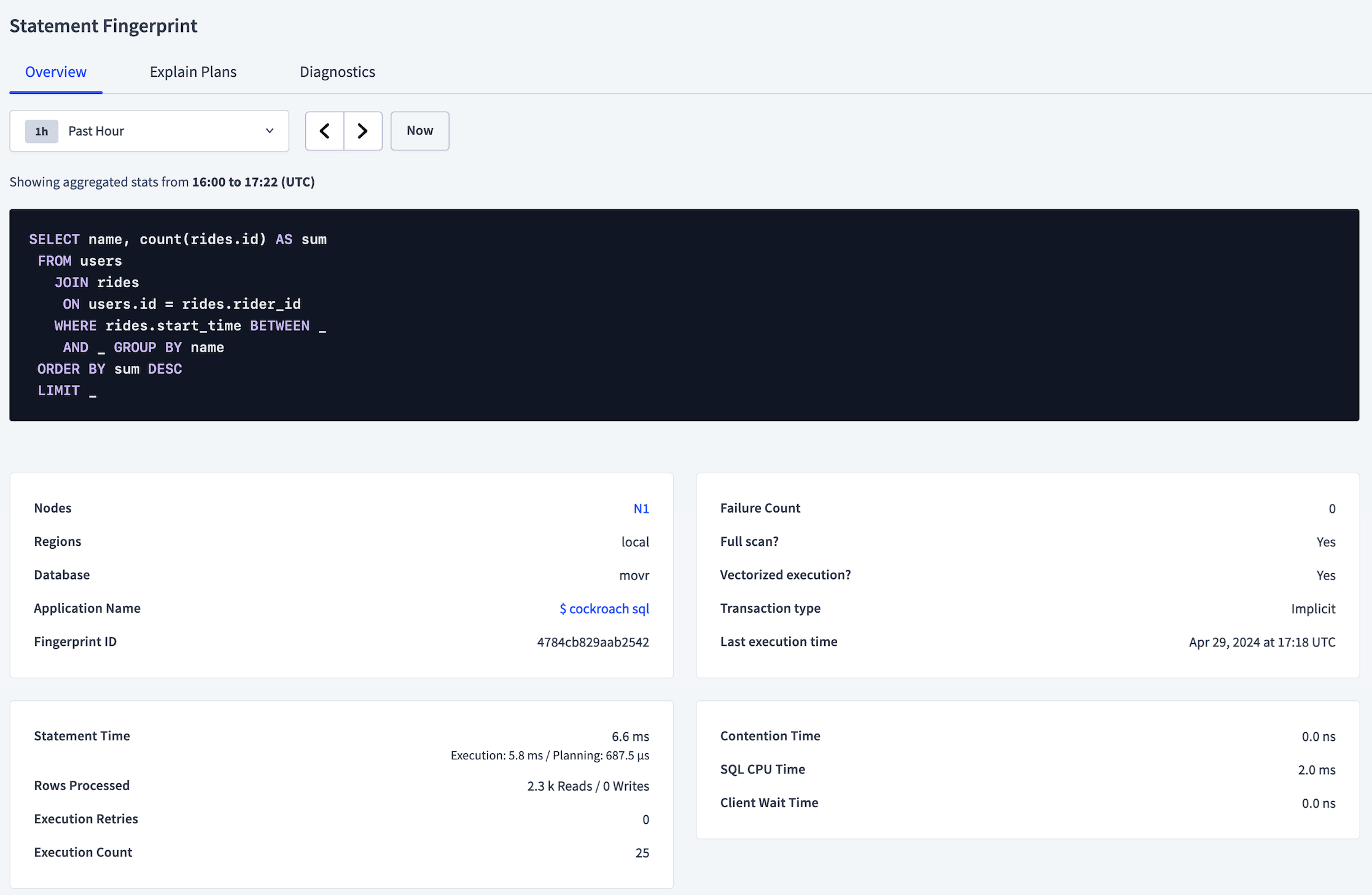 Statement fingerprint overview